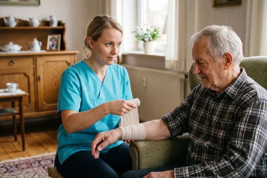 Pflegefachkraft der Hansepflege-Ambulant bei der Behandlungspflege