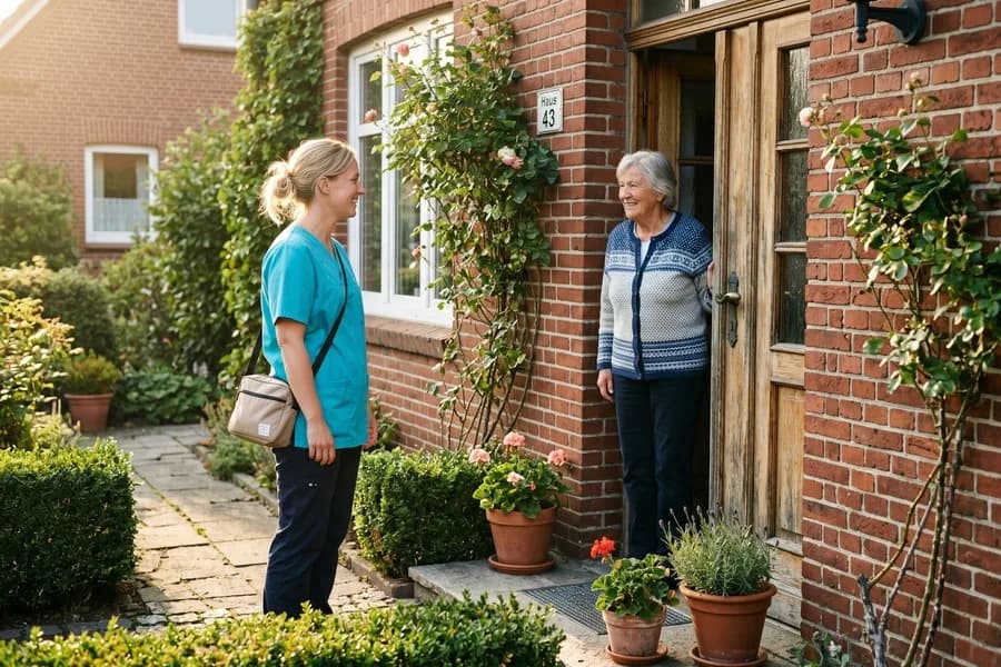 Pflegekraft übernimmt die Pflege bei Verhinderung der Angehörigen