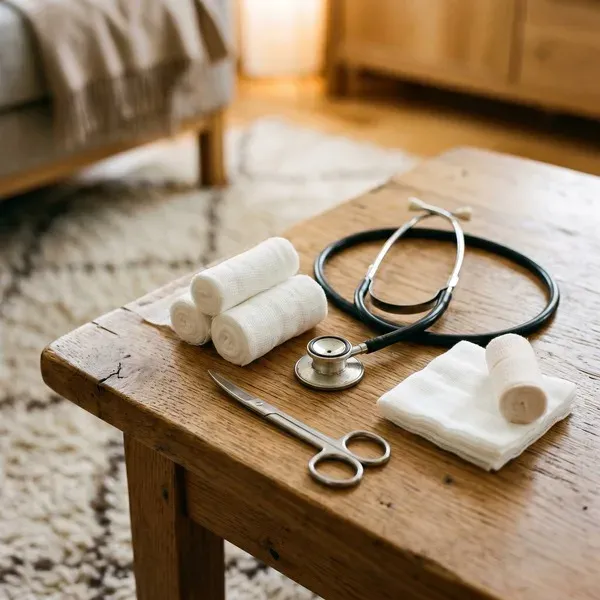 Pflegefachkraft dokumentiert Vitalzeichen bei einem Patienten der Hansepflege-Ambulant zuhause
