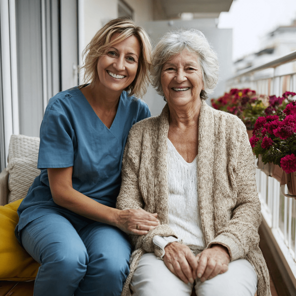 andy2503 17858 A photograph of a smiling elderly woman sittin 89aacac0 0bb8 4149 84de 2b65c46f2ff0 3 | Hansepflege-Ambulant Grimmen